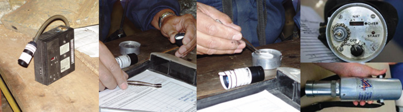 Photos of radon testing process
