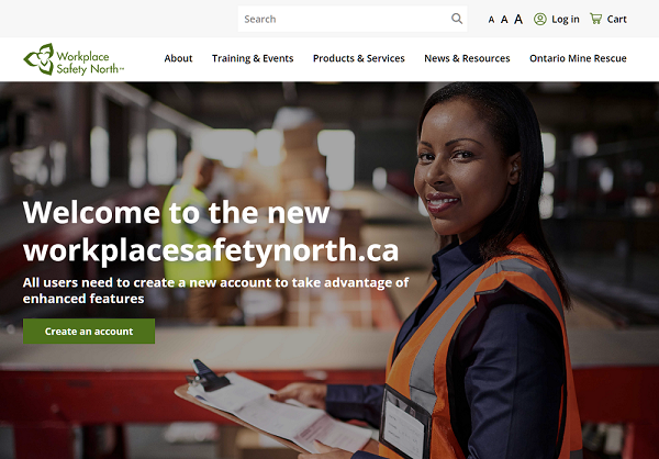 Screenshot of workplacesafetynorth.ca homepage