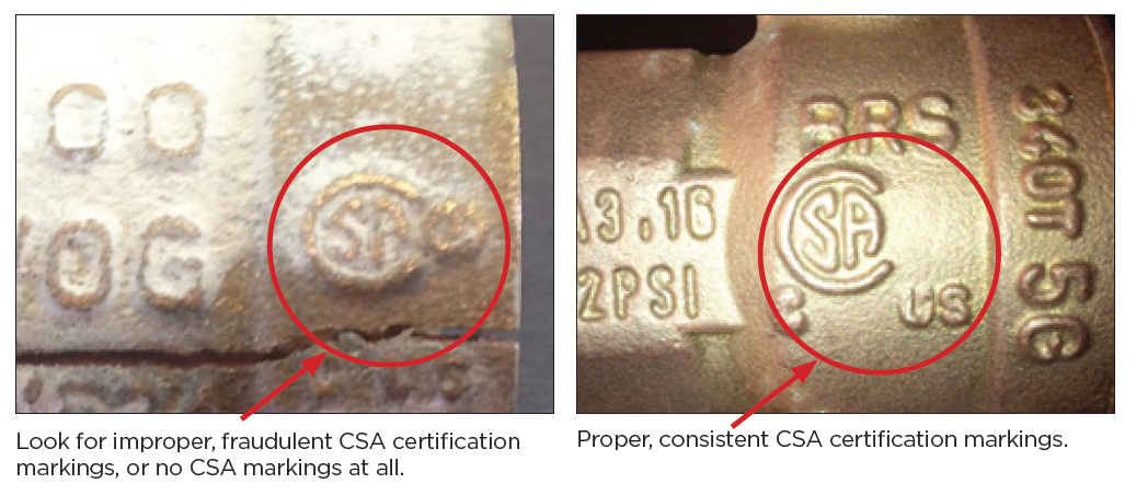 Improper and proper CSA marking