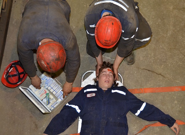 Young worker stretcher