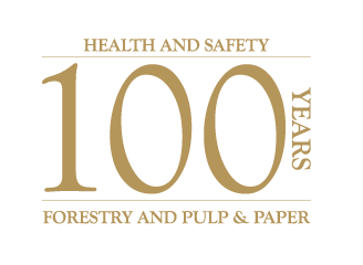 Logo of 100th anniversary of Ontario forestry, pulp and paper health and safety