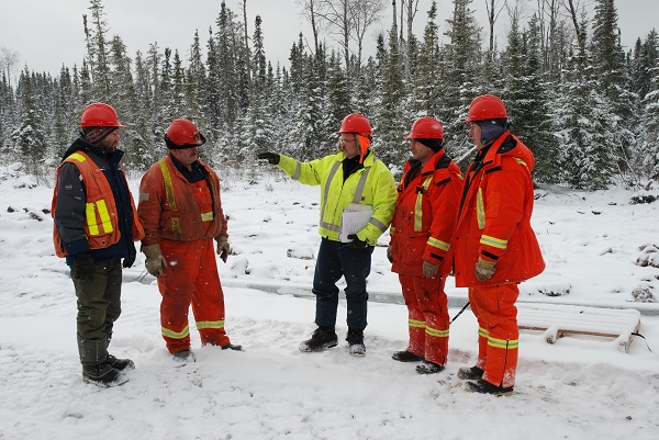 Group of workers standing outside