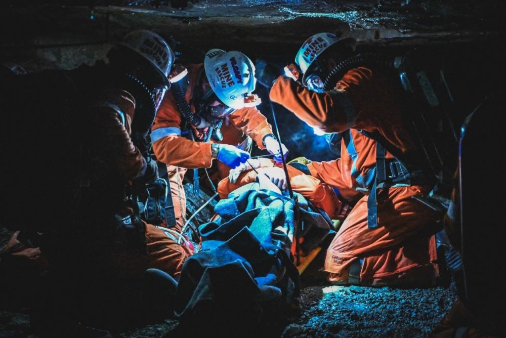 Compass Minerals mine rescue team in action during 2023 competition