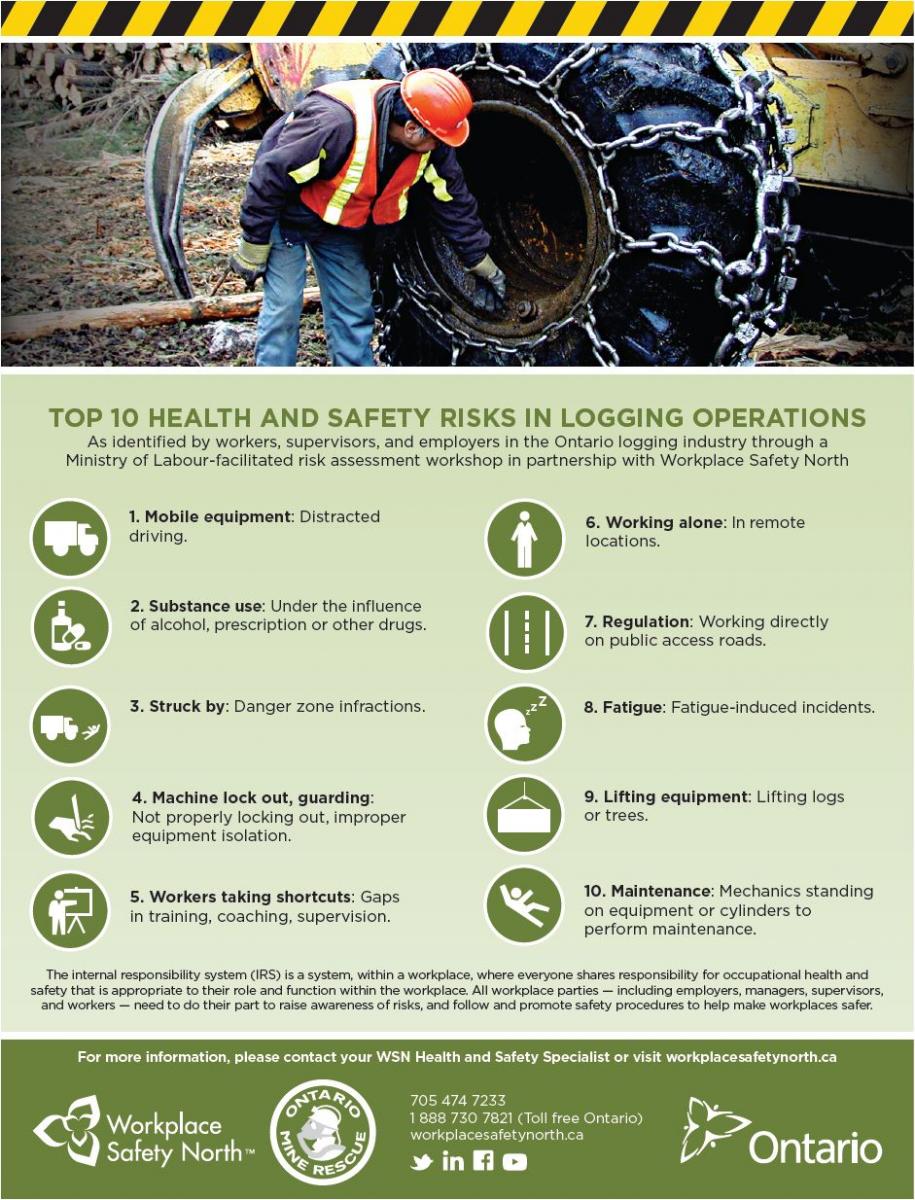 Poster of top 10 health and safety risks in logging operations