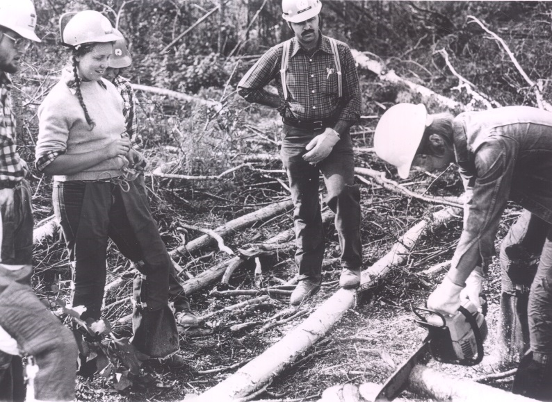 Archival photo of forestry workers outdoors