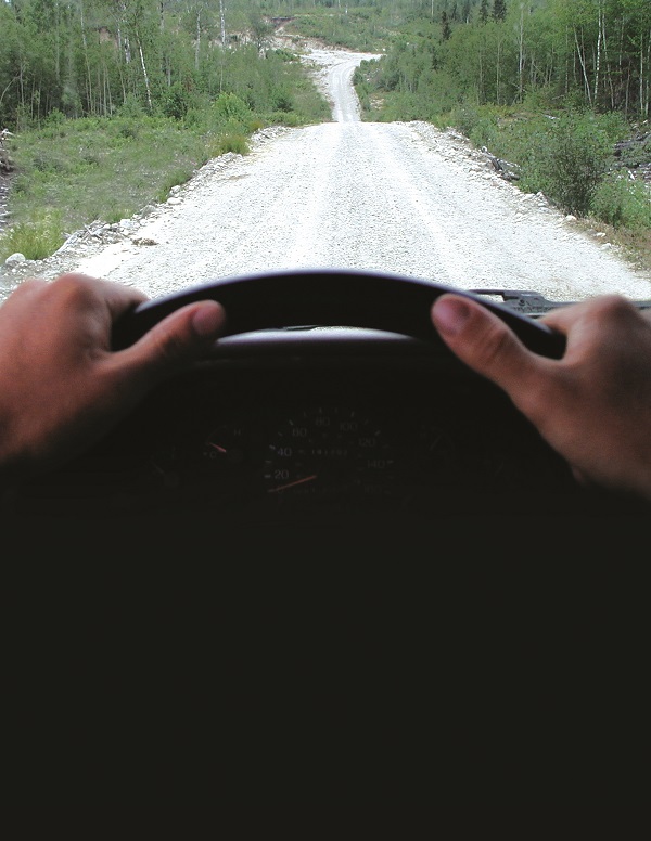 Driver's view of road