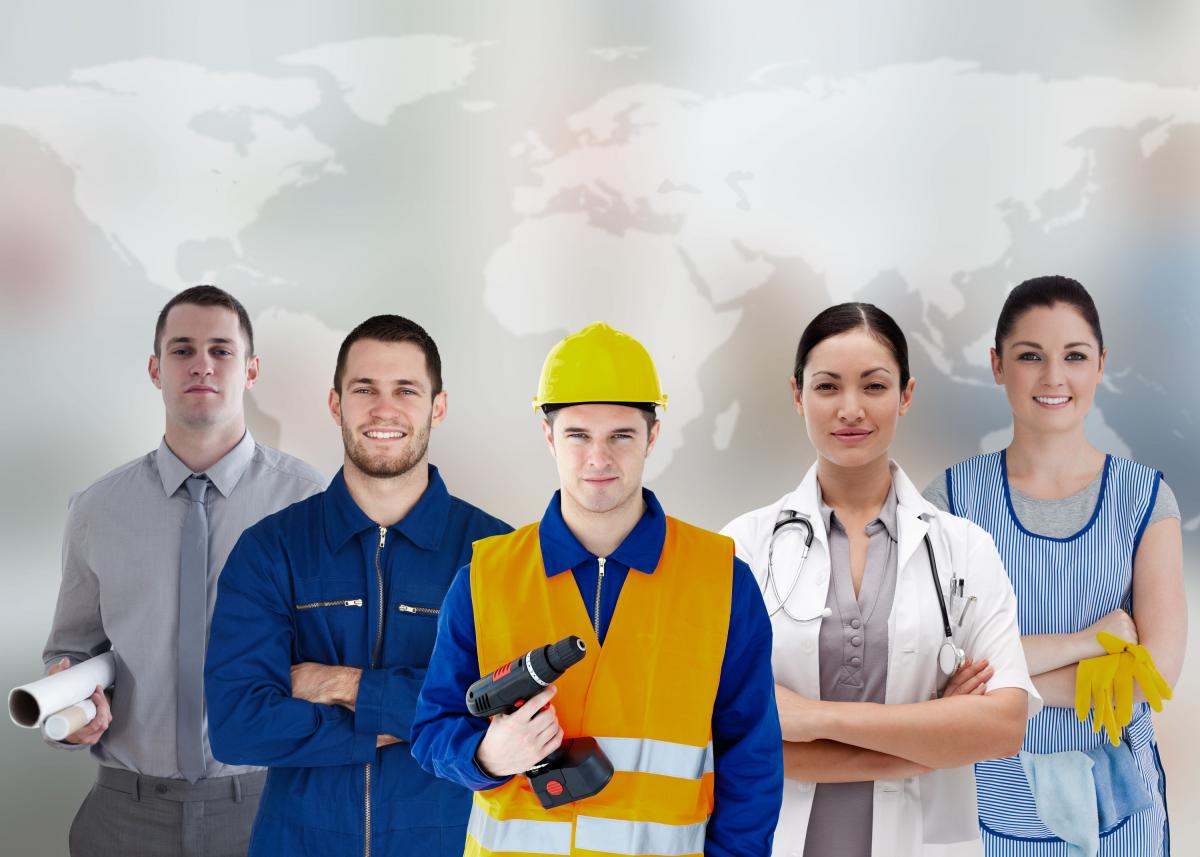 Variety of business workers