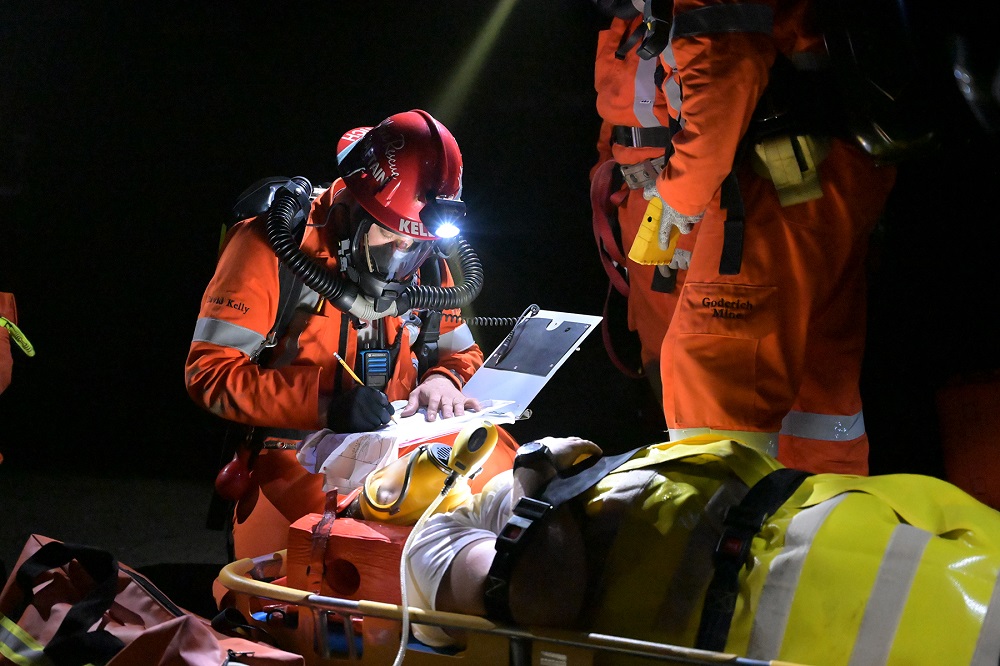 Ontario Mine Rescue volunteer during competition