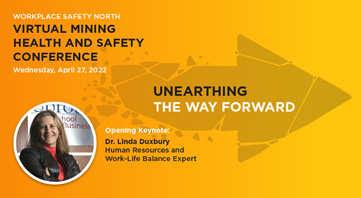 Mining Health and Safety Conference graphic with photo of speaker