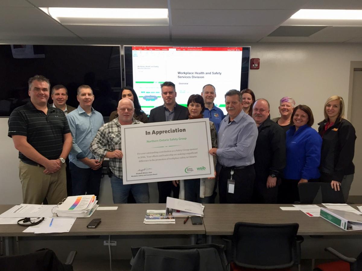 Northern Ontario Safety Group with rebate cheque